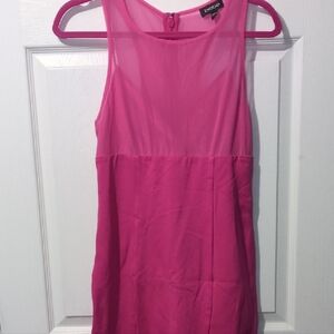 Bebe Hot Pink Bodycon Y2K Mesh Lace Mini Dress Medium